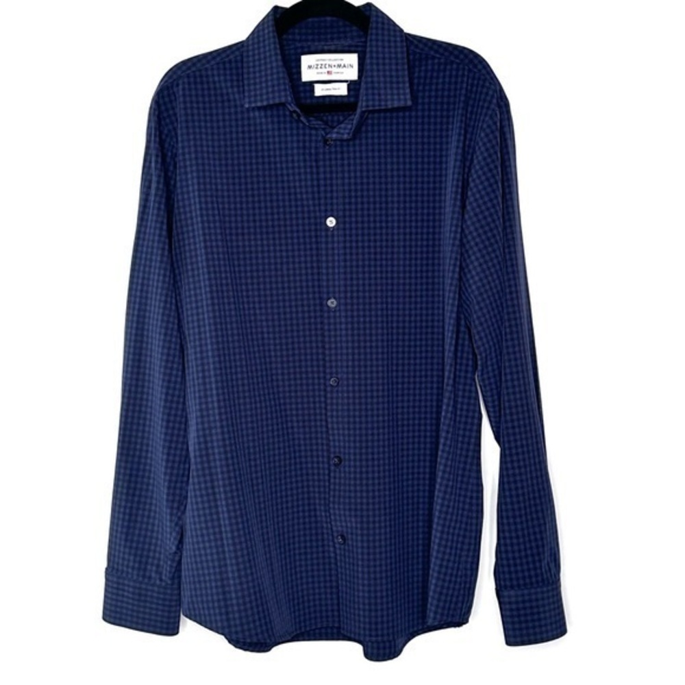 SALE {5/$25} 📦 Mizzen+Main Shirt Men's XL Trim Fit Leeward Collection Blue Check